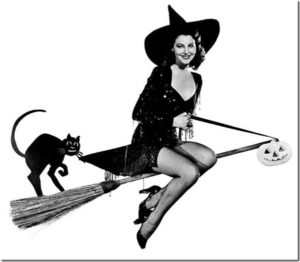 MGM actress posed as a cute, pinup-style witch for a Halloween photoshoot. 